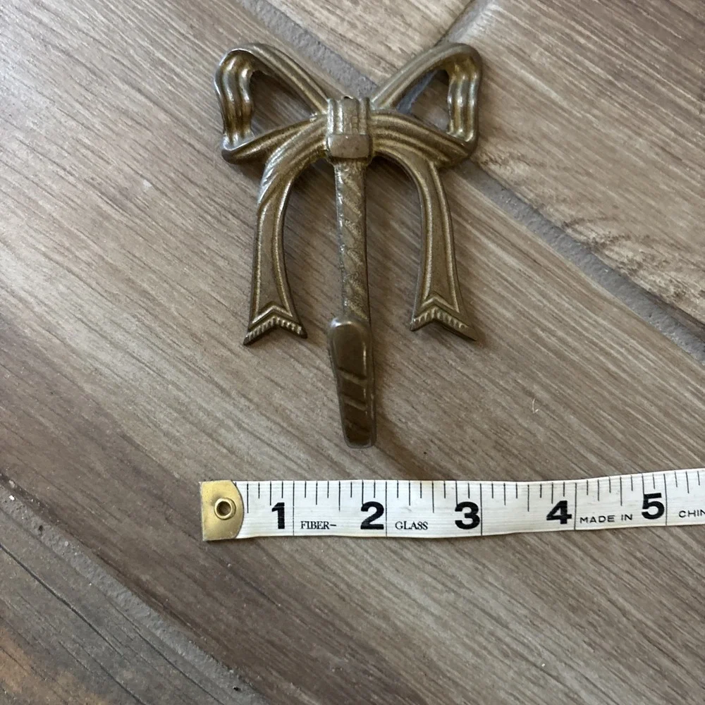 Brass Bow Wall Hook Antique Style‎ Polished Gold Decorative 4.5